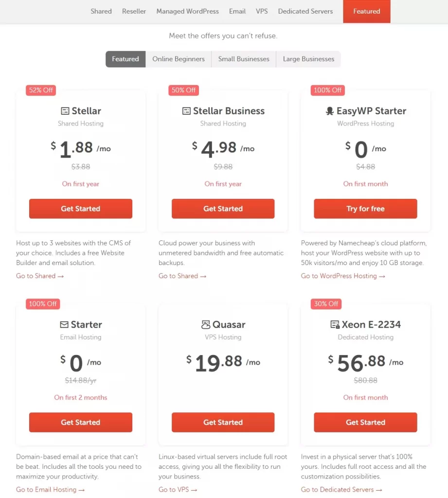 Namecheap Pricing and Plans