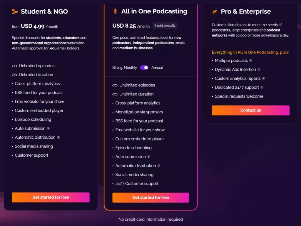 RSS.com Pricing and Plans