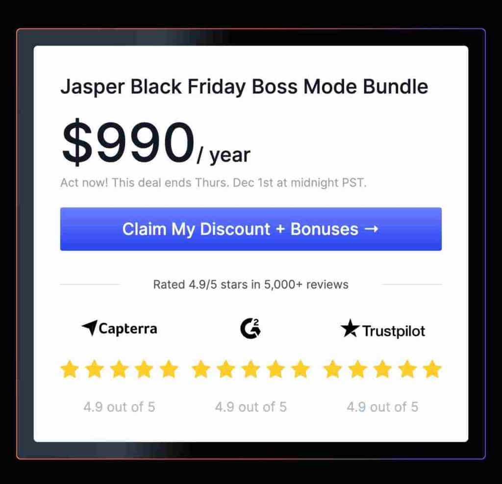 Jasper AI Black friday deal plans