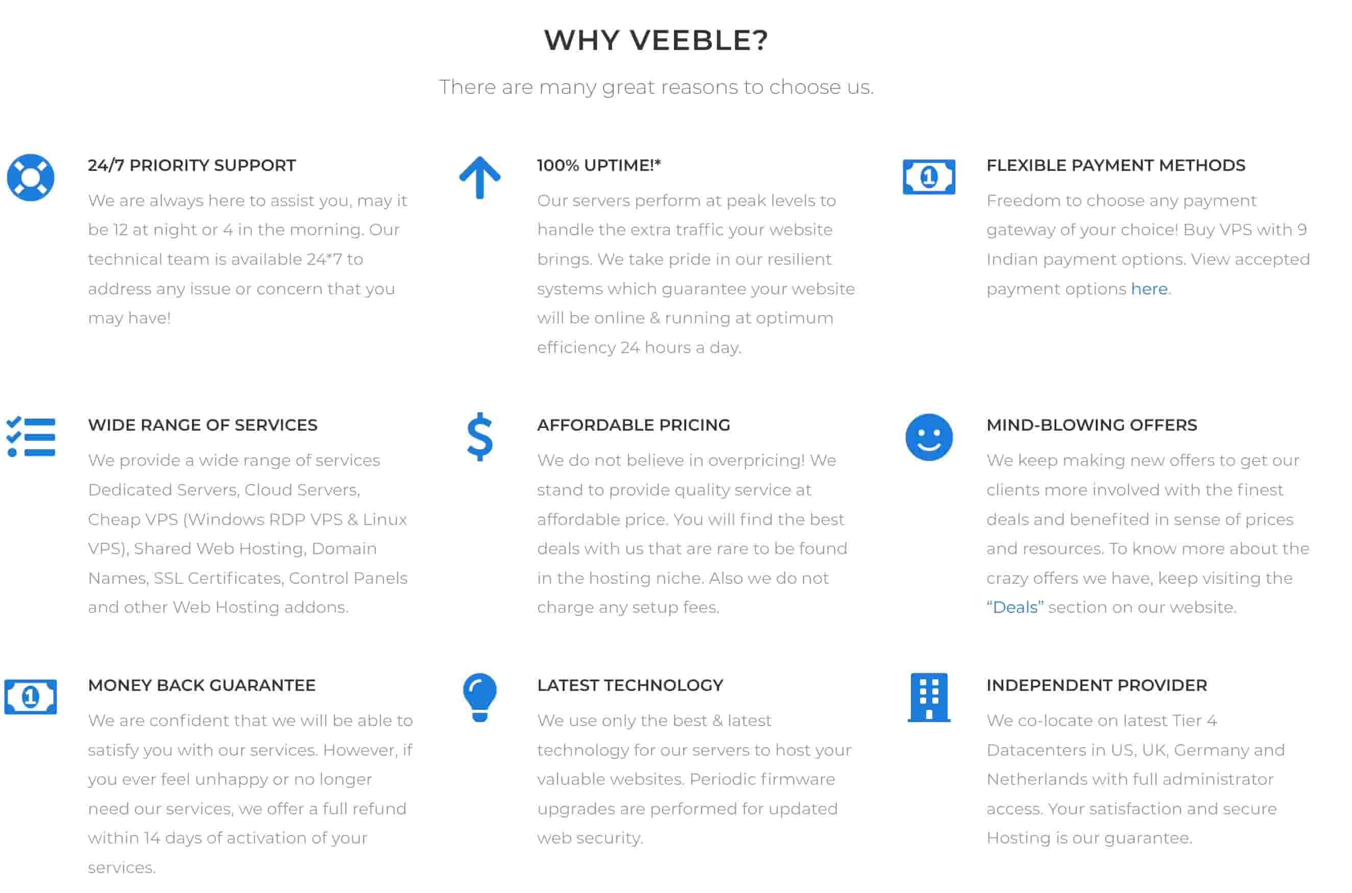 Veeble features